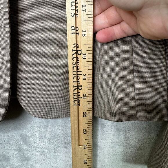 Antonio Melani Blazer Womens 2 Tan Twill Embroidered Stitch Pleated Front Career - Picture 11 of 11